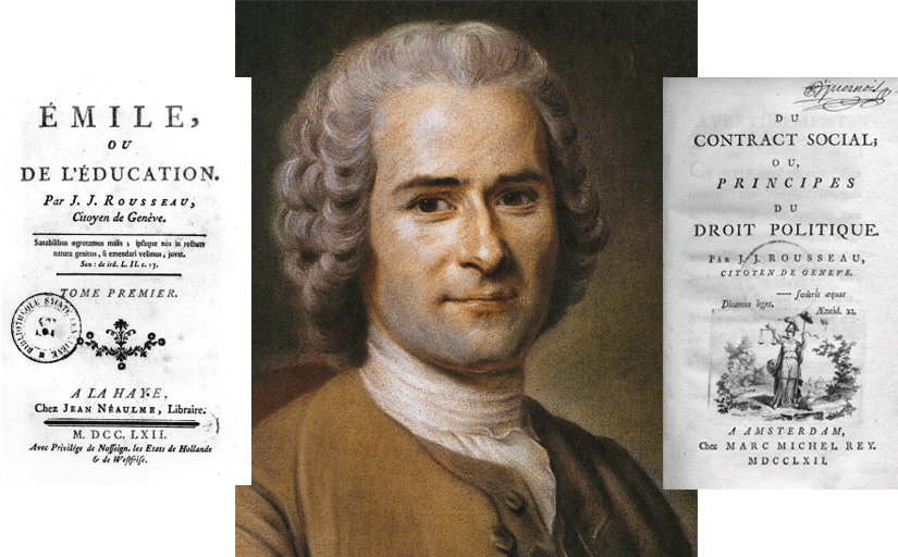 Muntatge de Rousseau amb les obres 'Émile' i  'El contracte social'